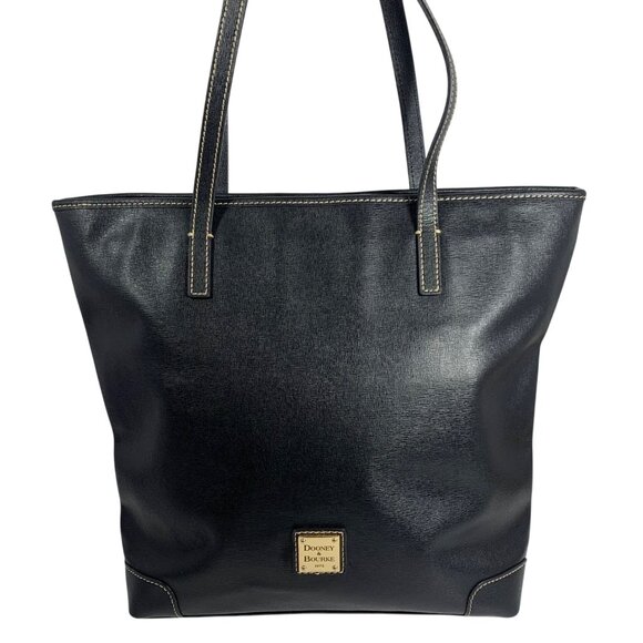 Dooney Bourke Black Saffiano Leather Large Travel Weekender Everyday Tote Bag - Picture 1 of 14